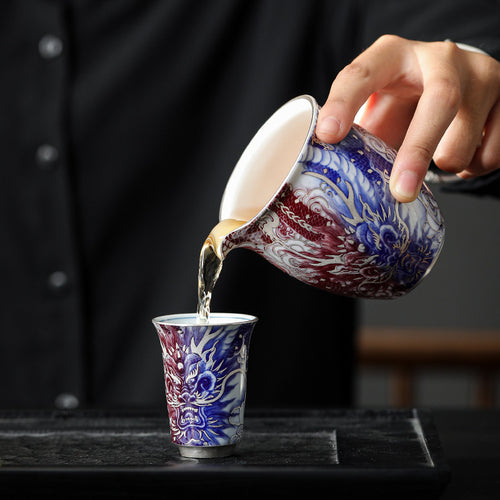Gilt Silver Dragon Fair Cup (Blue-and-White) -(Underglaze Red) | Gongdao Bei