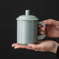 Tasse individuelle en porcelaine Ru | Glaçure craquelée effet glace • Tache de thé vieillie • Anse dragon • Style dynastie Song