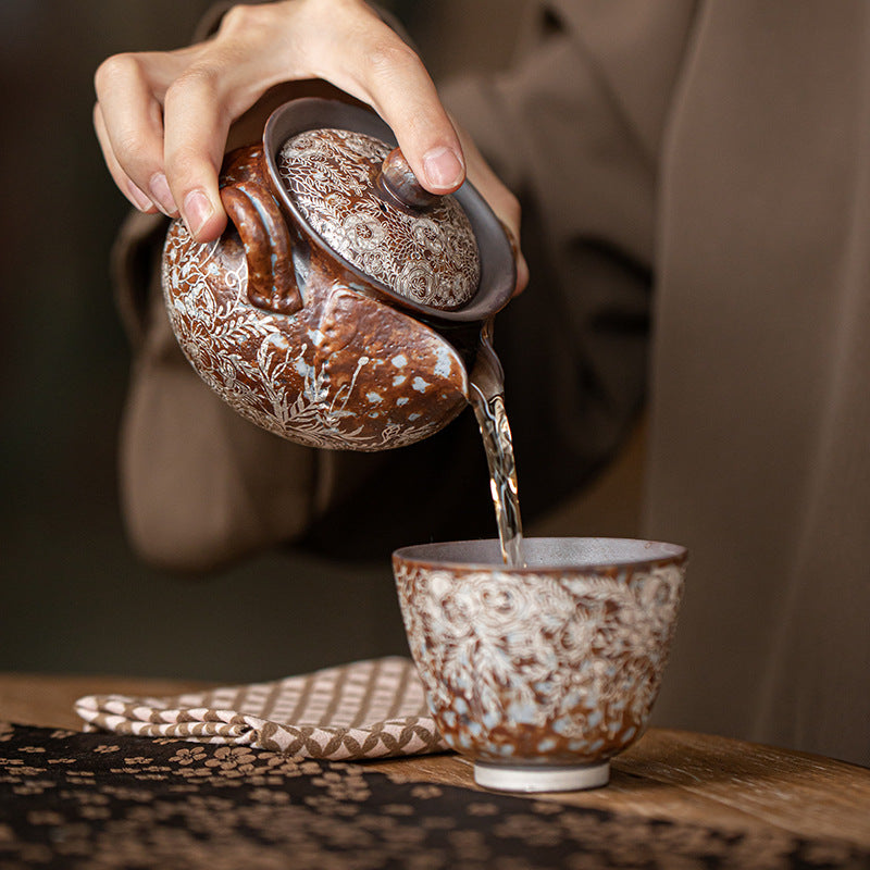 Gaiwan / Bol à couvercle | Vintage Wabi-Sabi Argenté